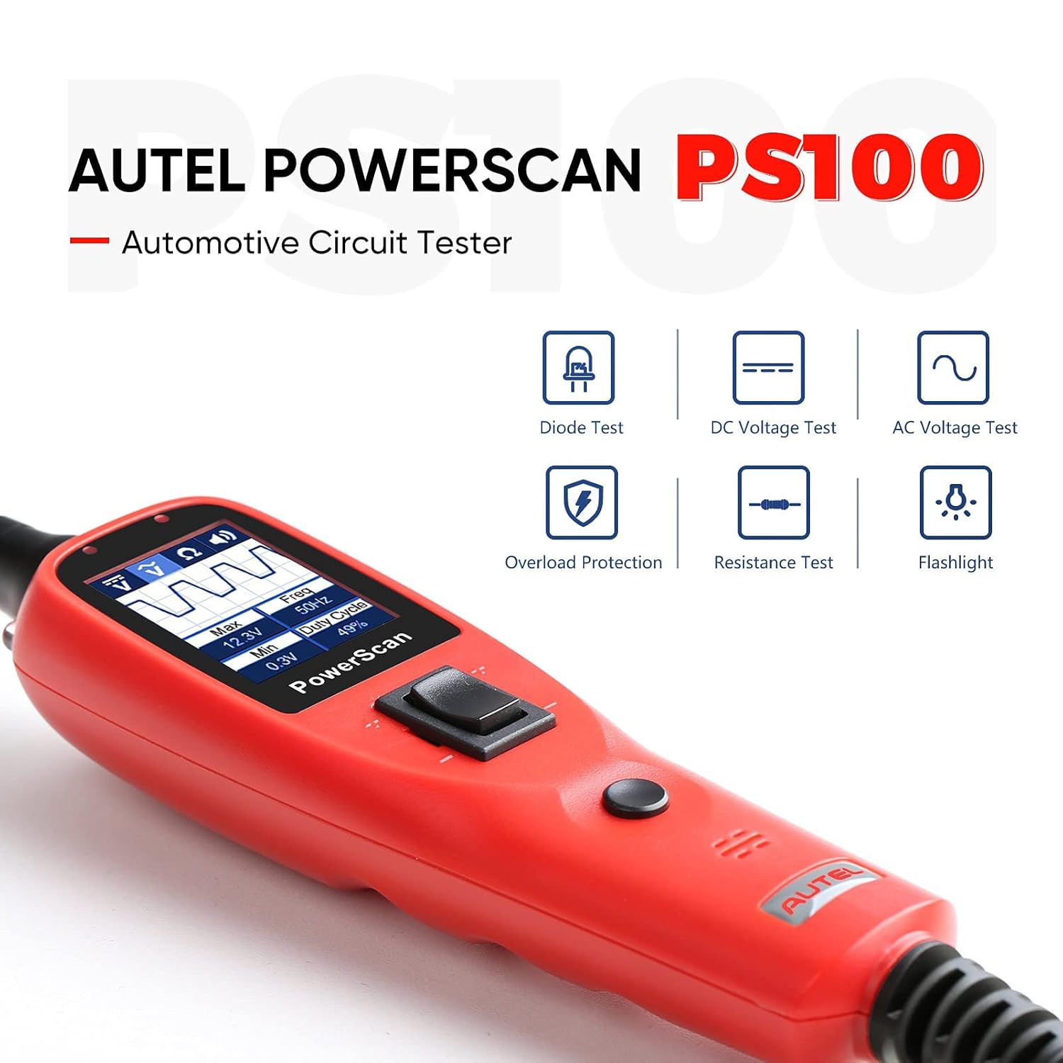 Red Automotive Circuit Tester Digital Voltmeter R81610