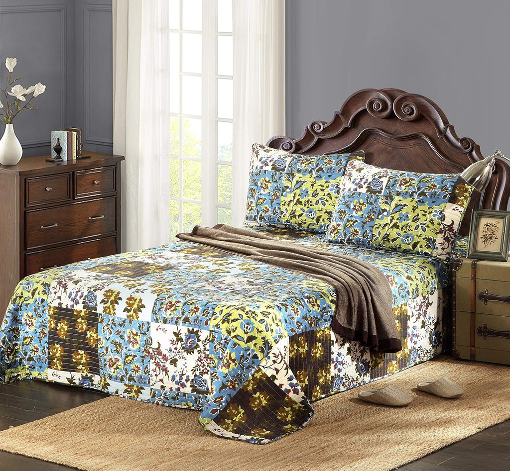 California King Lightweight Cotton Reversible Bedspread Set G39455