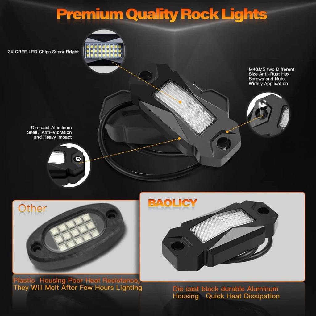 White 20Pods LED Rock Lights for Truck Boat Exterior Z479