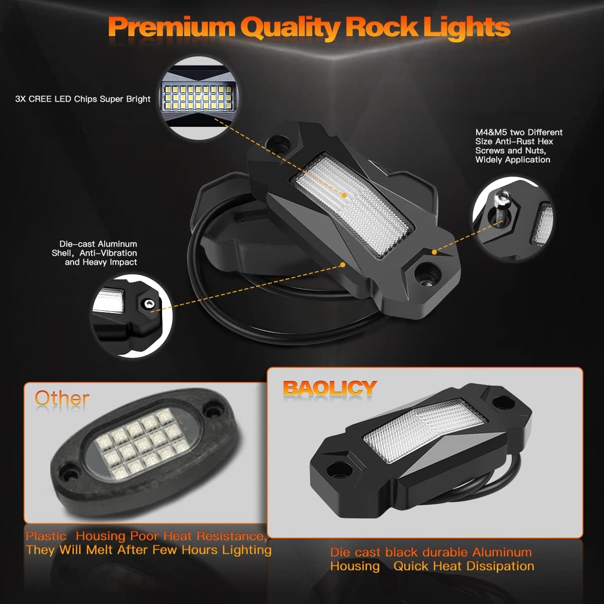 White 20Pods LED Rock Lights for Truck Boat Exterior Z479