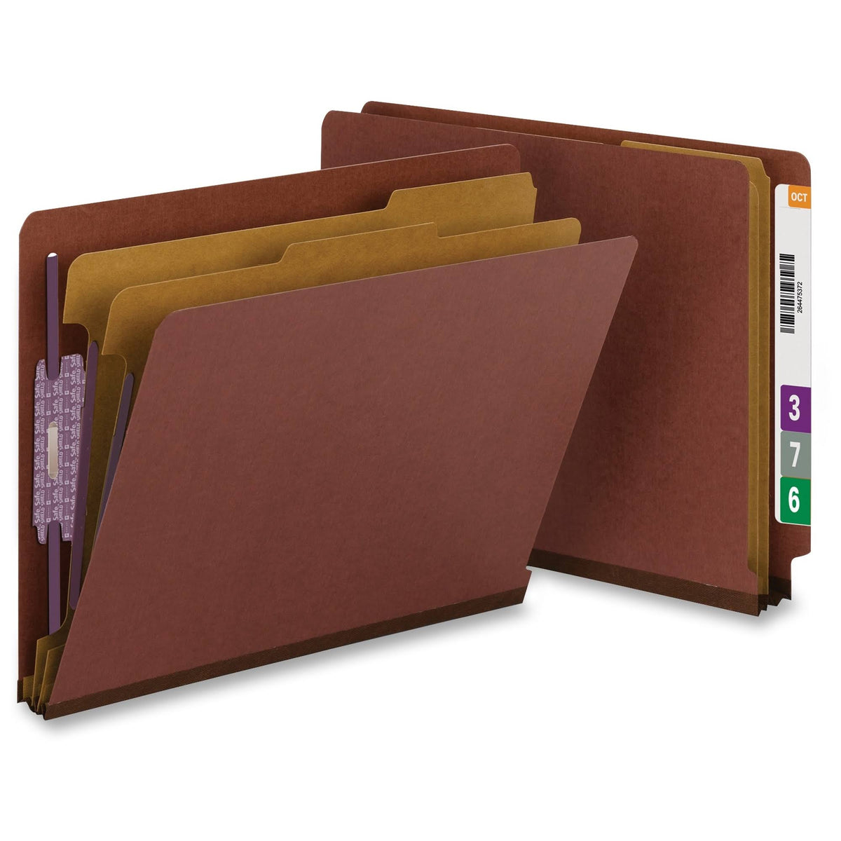 Red Letter Size Classification Folders with Fasteners, 10/Box C1270