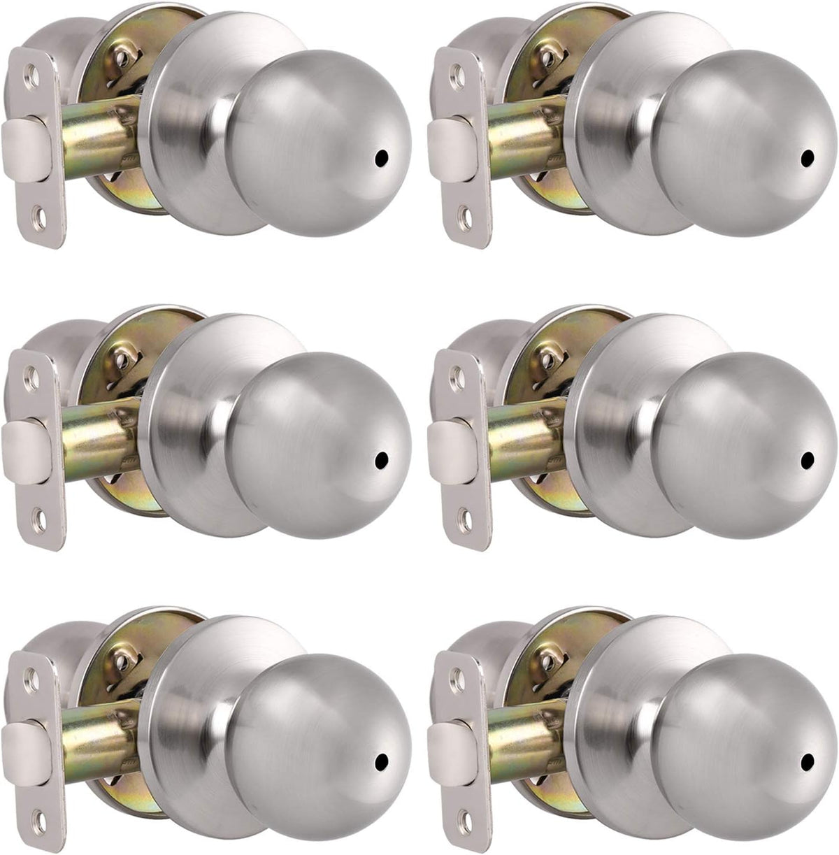 5 Pack Brushed Nickel Passage Door Knobs U43071