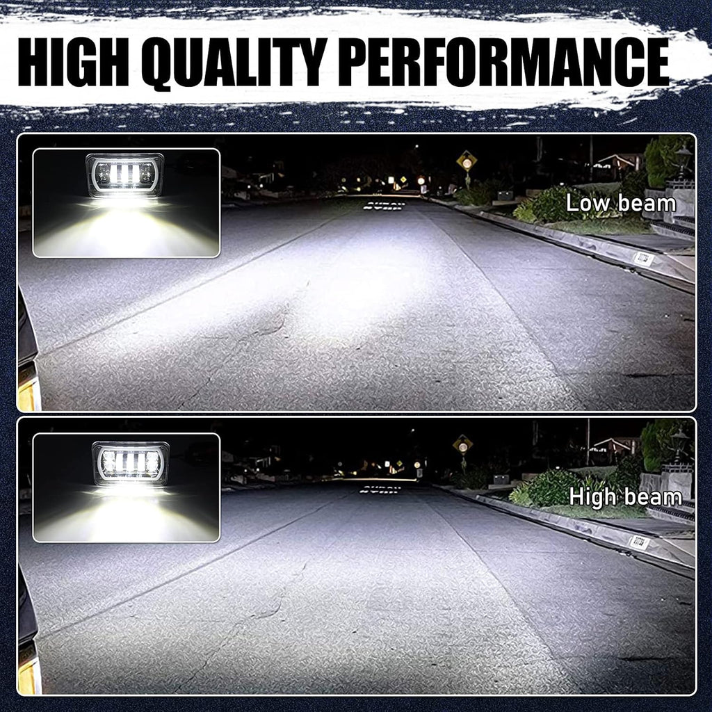 4x6 LED Headlight Halo with White DRL Amber Turn Signal Lights, Pack of 2 N25216