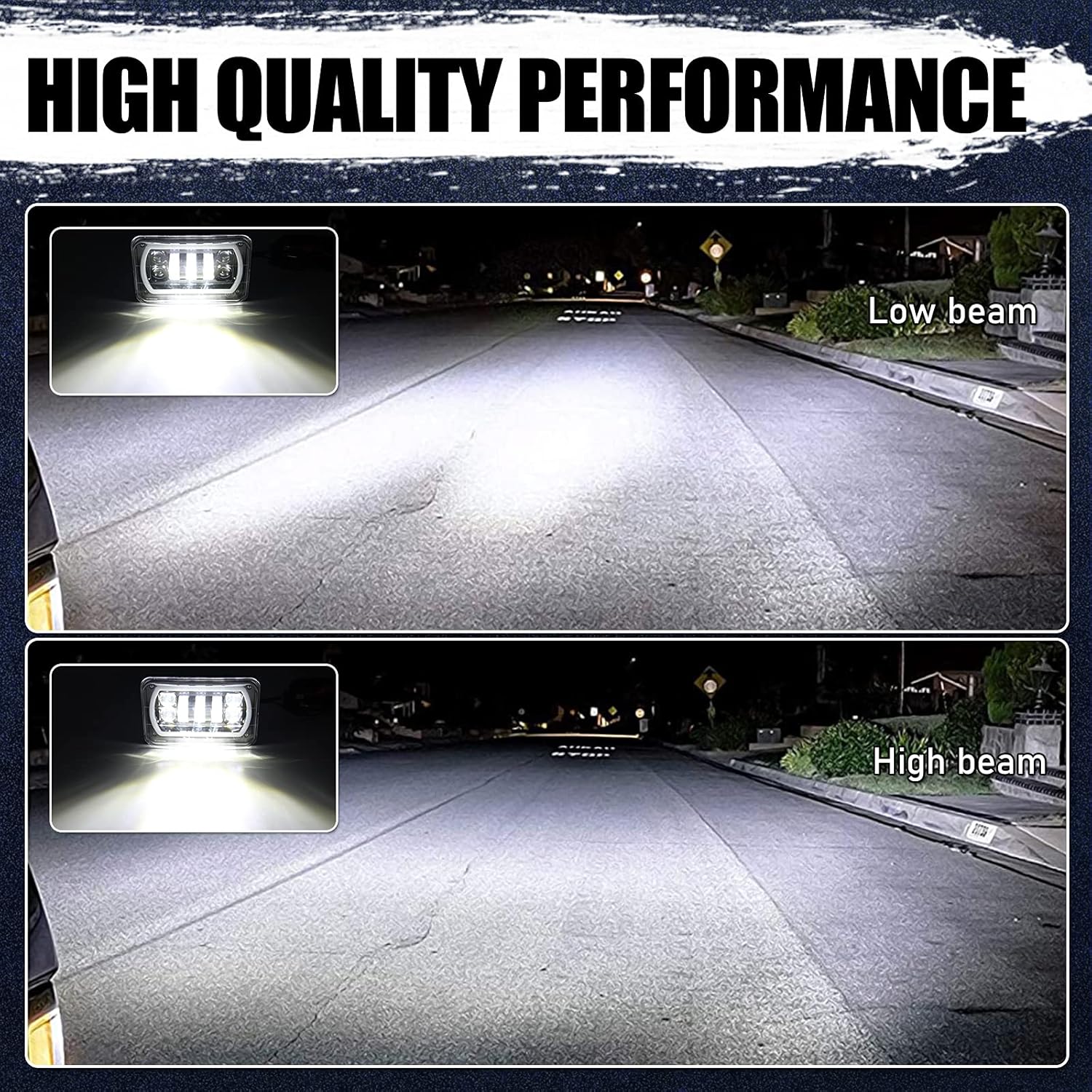 4x6 LED Headlight Halo with White DRL Amber Turn Signal Lights, Pack of 2 N25216