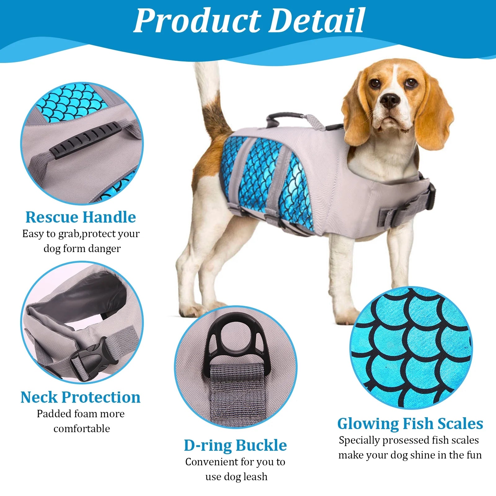 Dog Life Jacket with Rescue Handle D572882