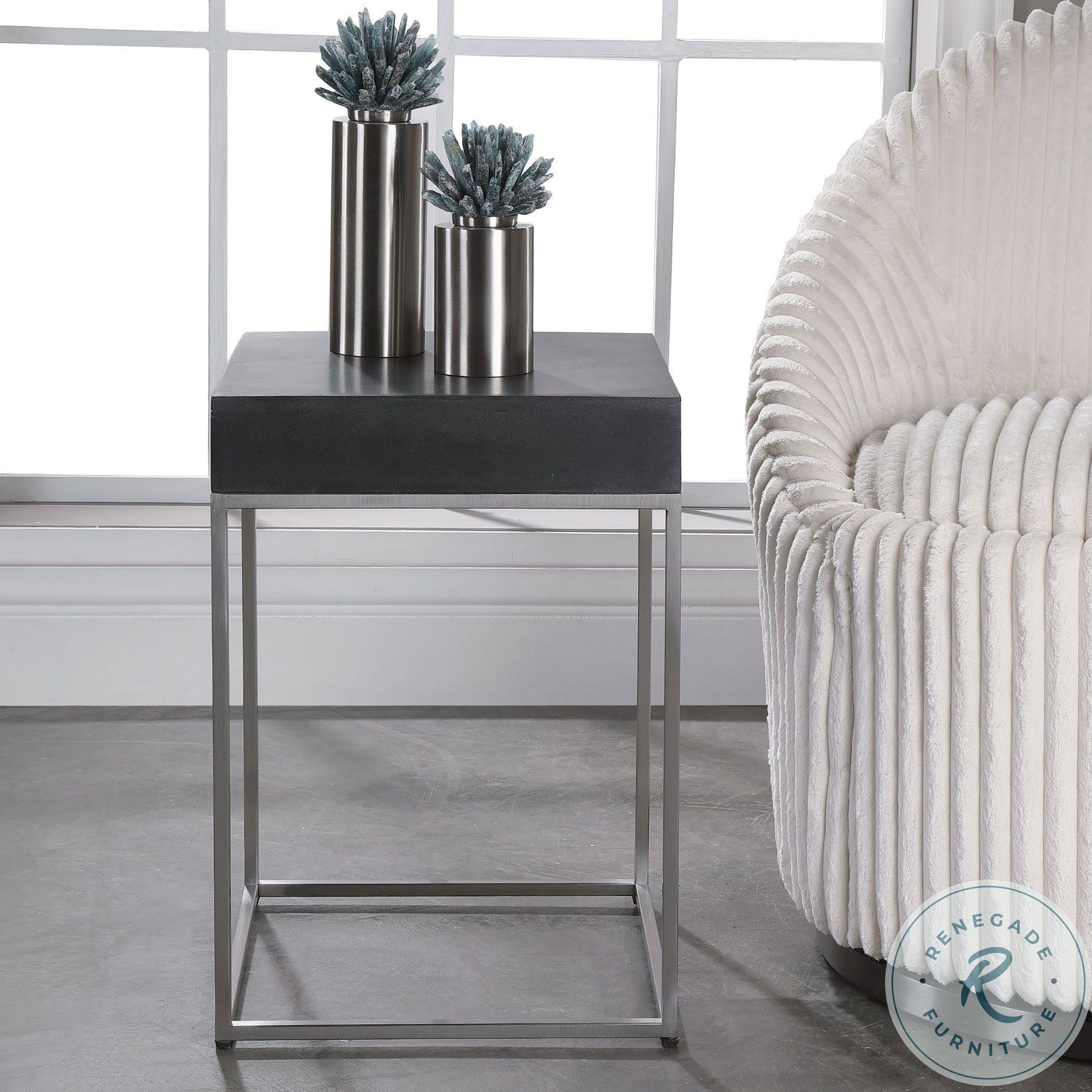 Black Concrete Accent Table H667