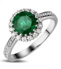 10k White Gold Emerald and Moissanite Engagement Ring J605