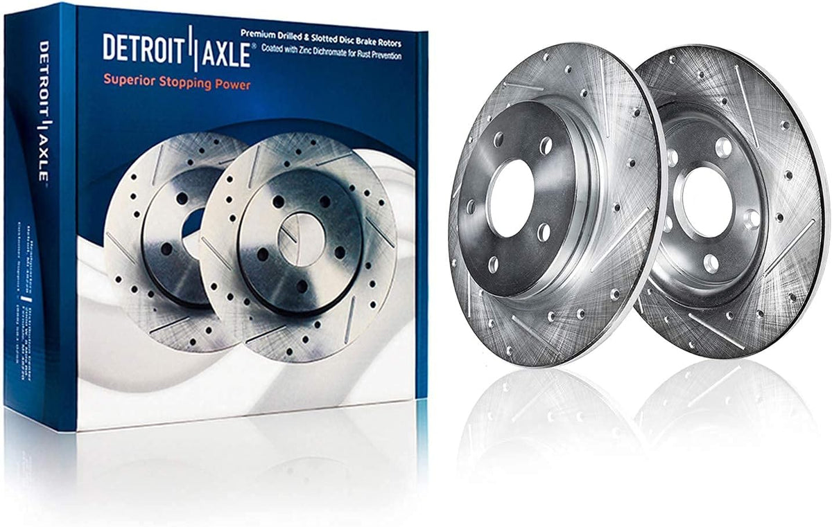 Drilled & Slotted Rotors + Brake Pads Replacement for Town & Country Grand Caravan Journey Ram C/V VW Routan S45178