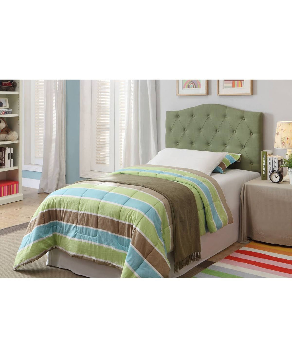 Green Twin Camelback Headboard D858138