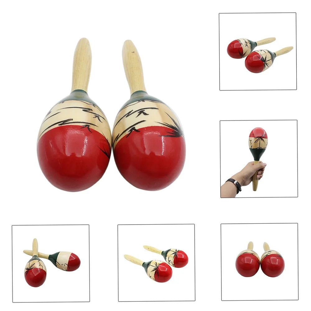 Pair of Wooden Large Maracas Percussion Instrument Musical Toy W462