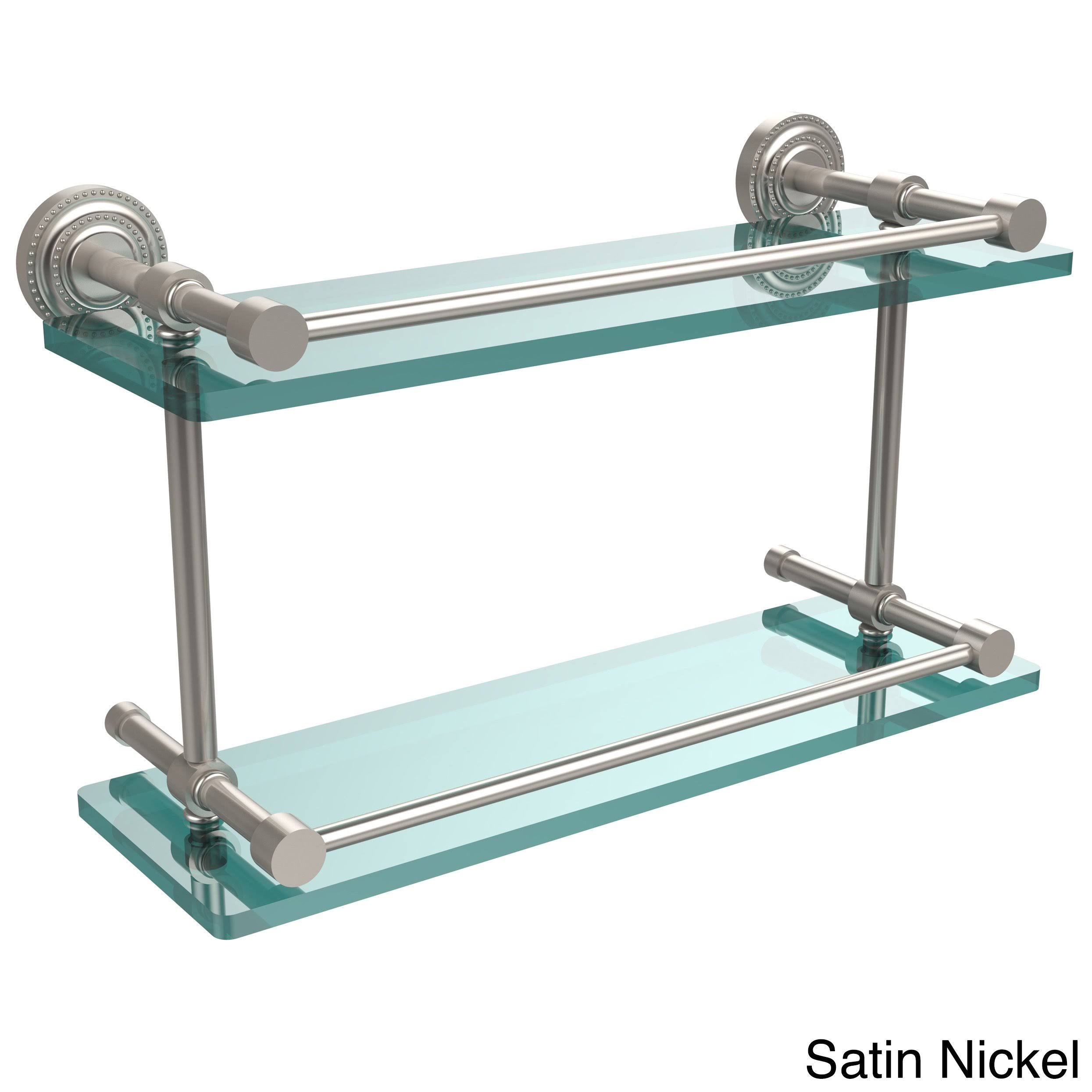 Double Glass Shelf with Gallery Rail - Satin Chrome - 16 inch X774749