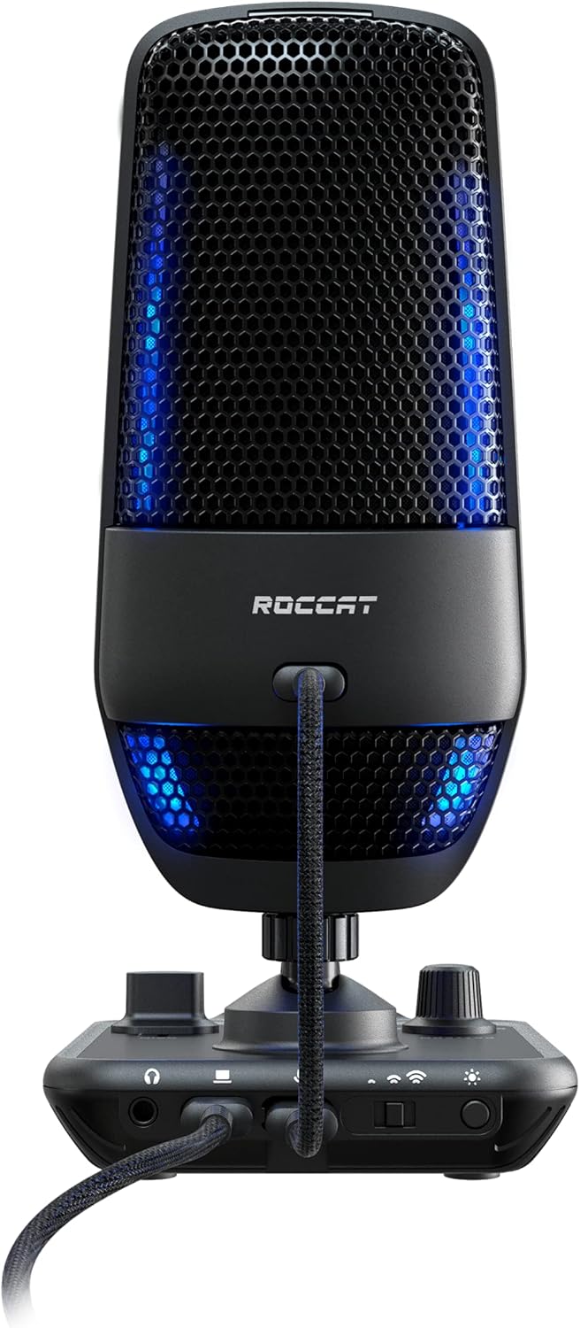 Black USB Microphone with RGB AIMO Lighting V20630