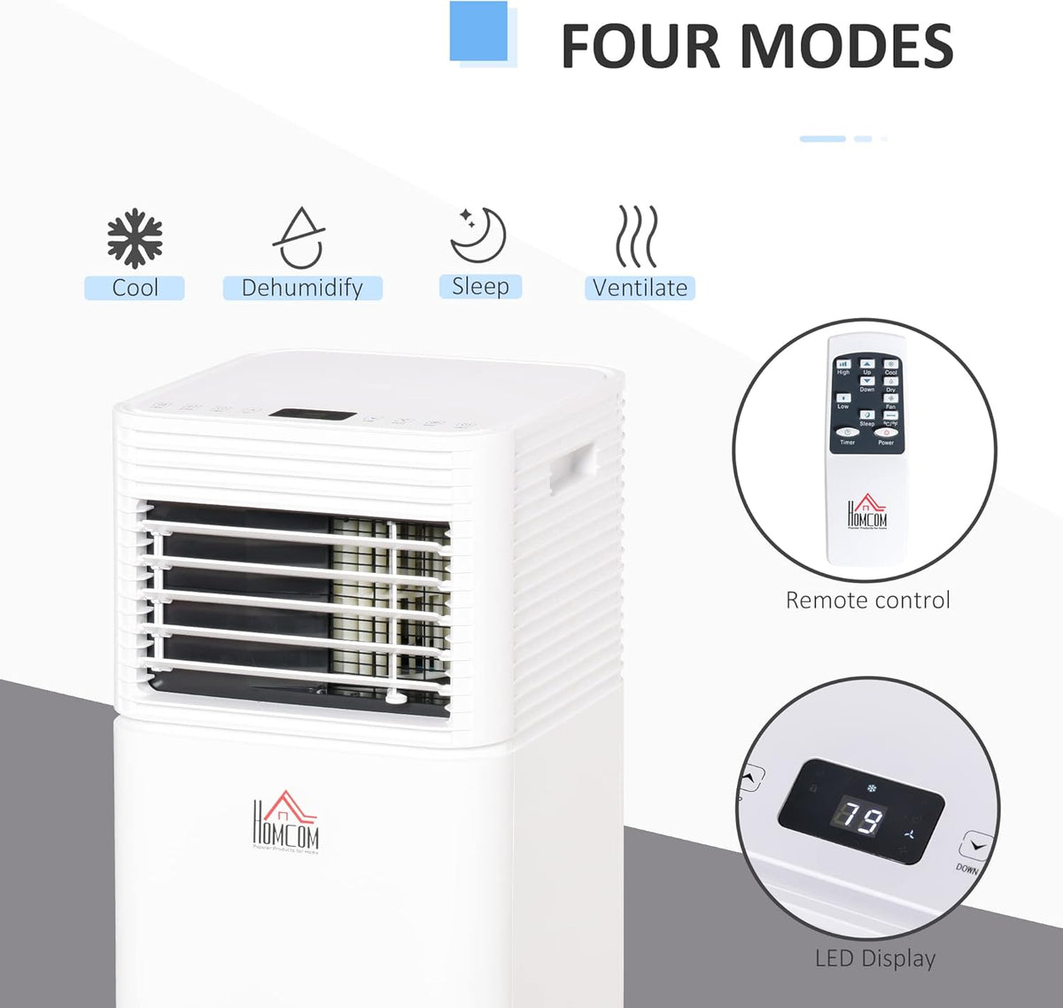 White Mobile Portable Air Conditioner with Remote Control R810521