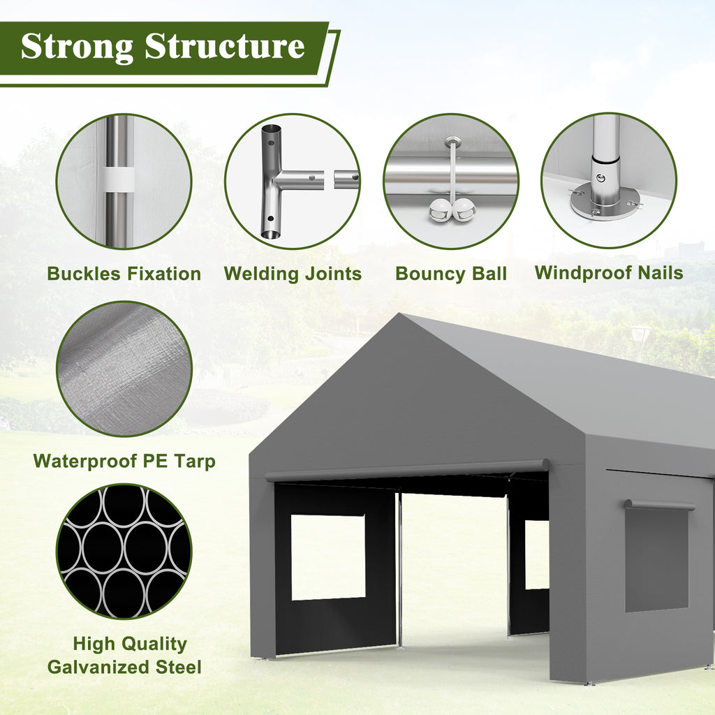 13X25FT Metal Carport Canopy Car Tent Outdoor Garage Boat Shelter S948
