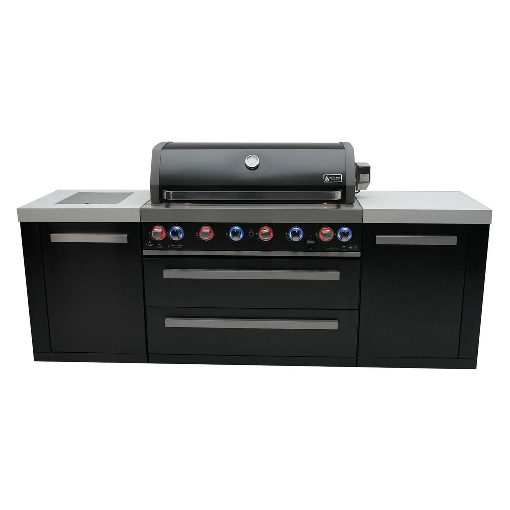 Black Stainless Steel Propane Gas Island Grill with Infrared Side Burner and Rotisserie Kit W97225