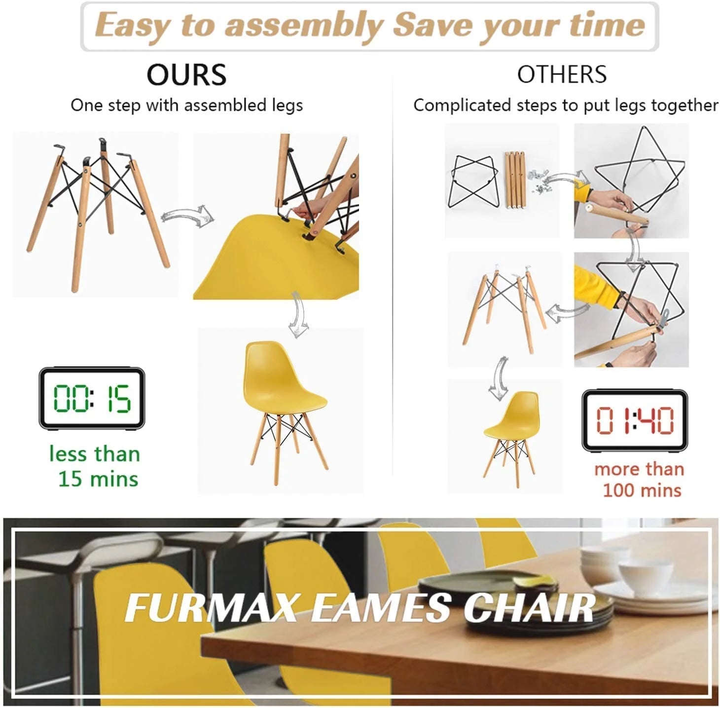 Set of 4 Plastic Dining Chairs O398278