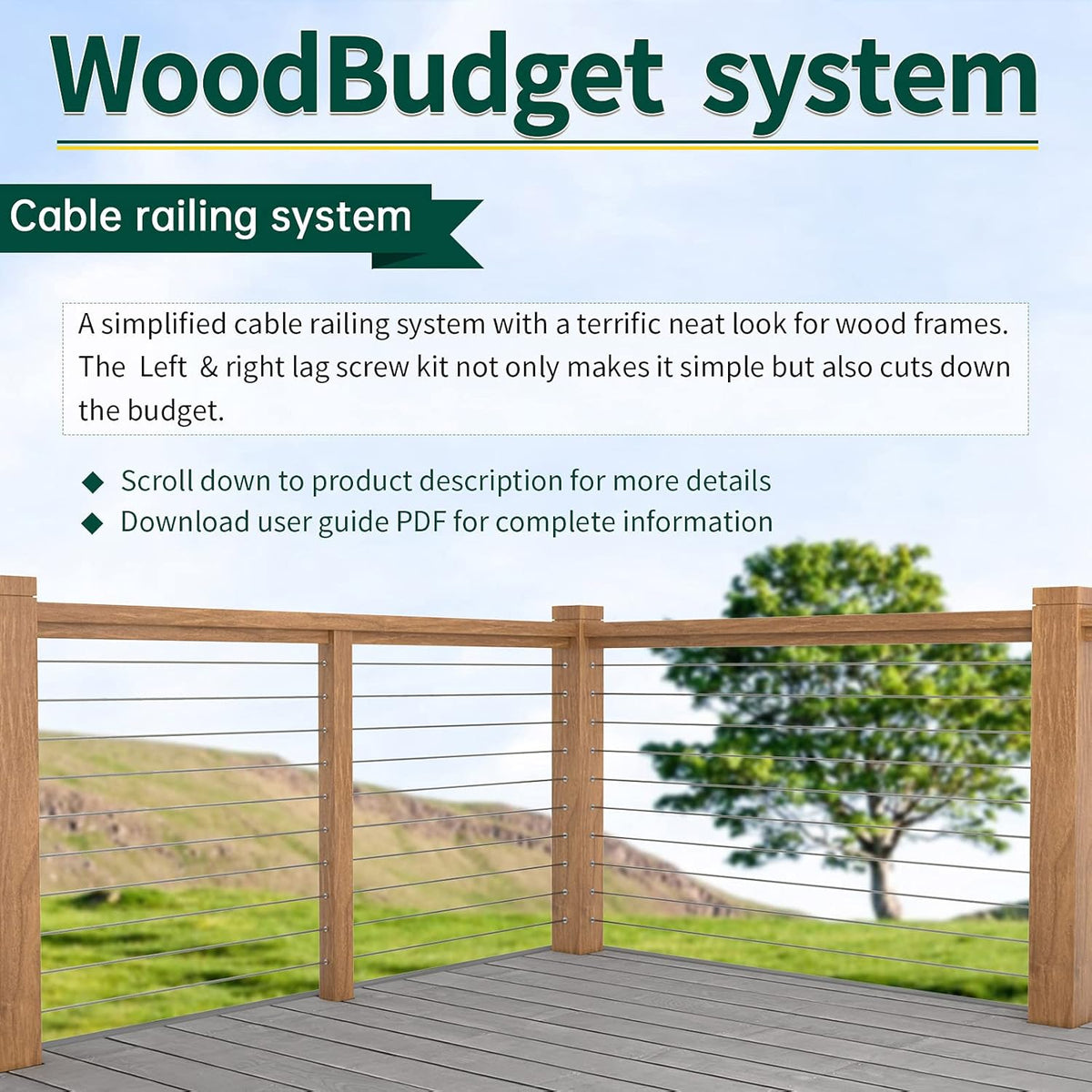 24Set Cable Railing Kit Invisible 3/16 T316 Stainless Steel Q30633