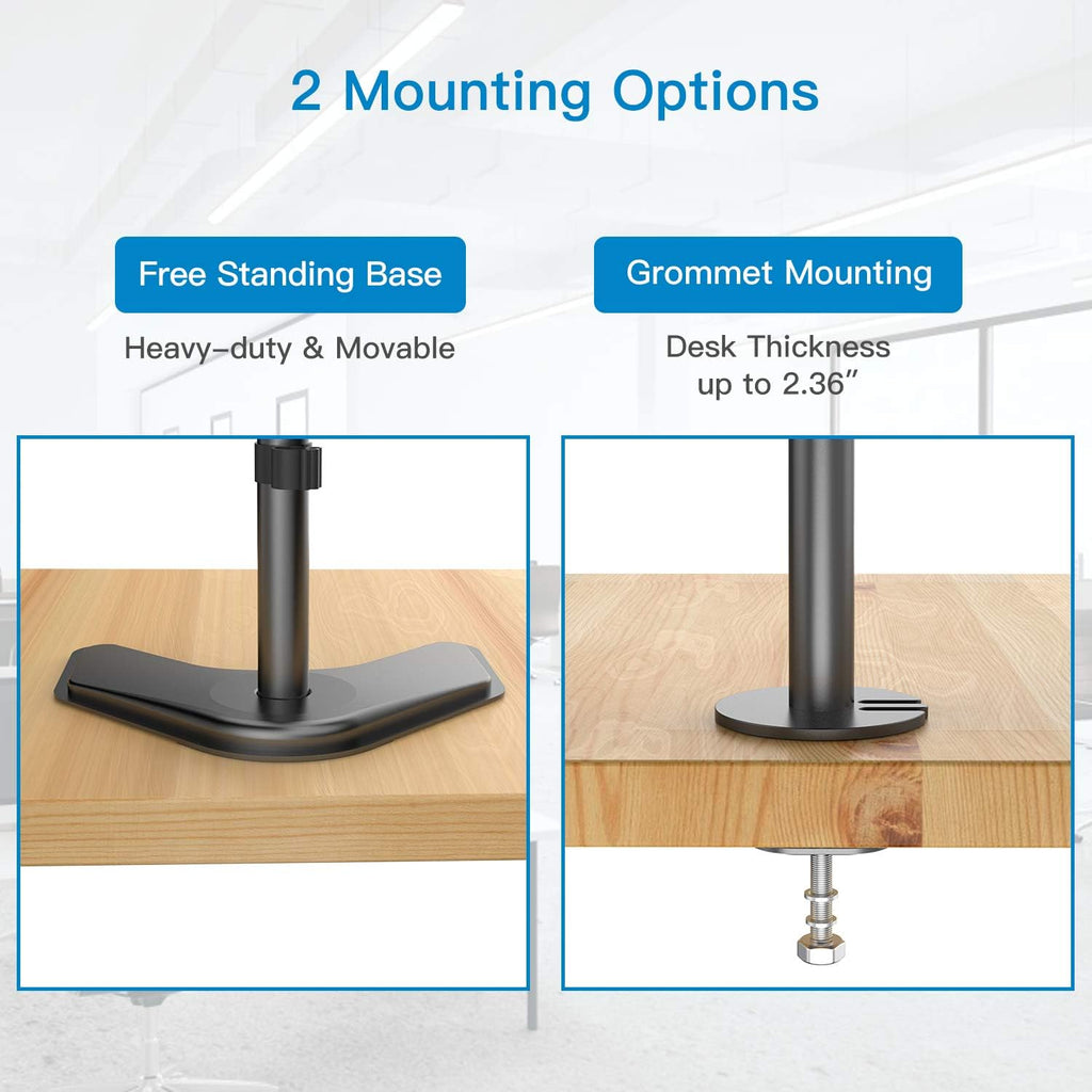 Dual Monitor Stand Vertical Stack Free-Standing Desk Mount for Two 13 to 32 Inch Computer Monitors with C Clamp Grommet Base N625099