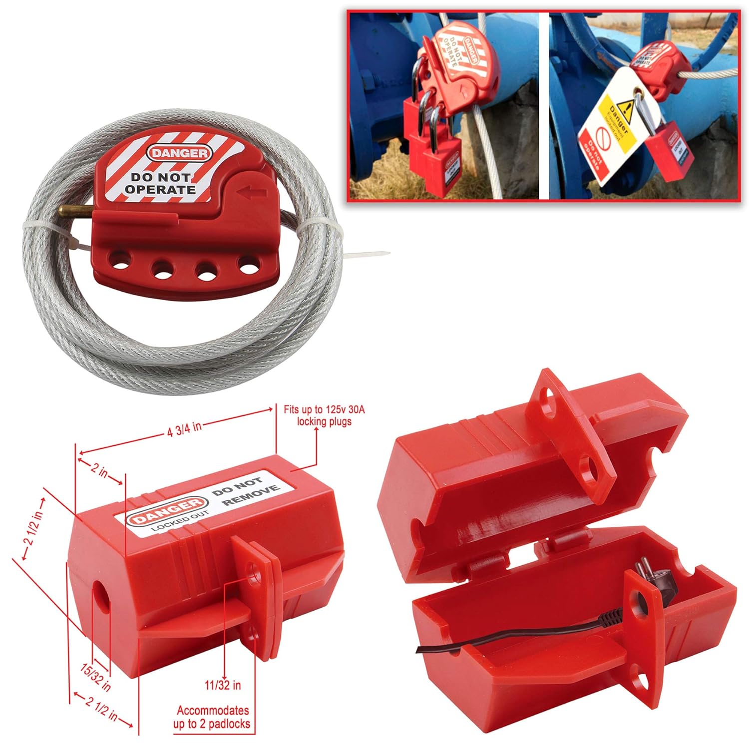 Lockout Tagout Kit with 47 Component Safety Padlocks U18905
