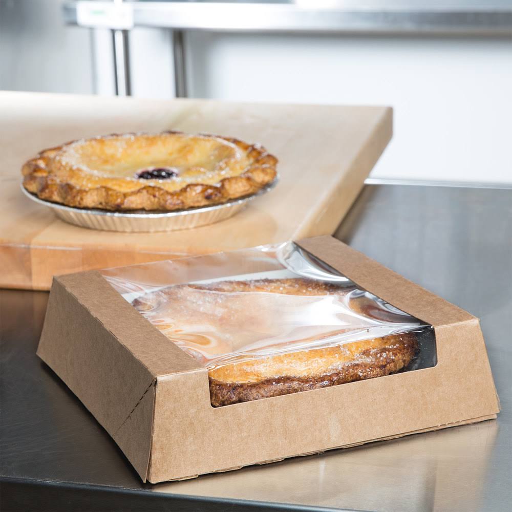 Kraft Auto-Popup Window Bakery Box with Grease-Resistant Interior - 100/Case S37357
