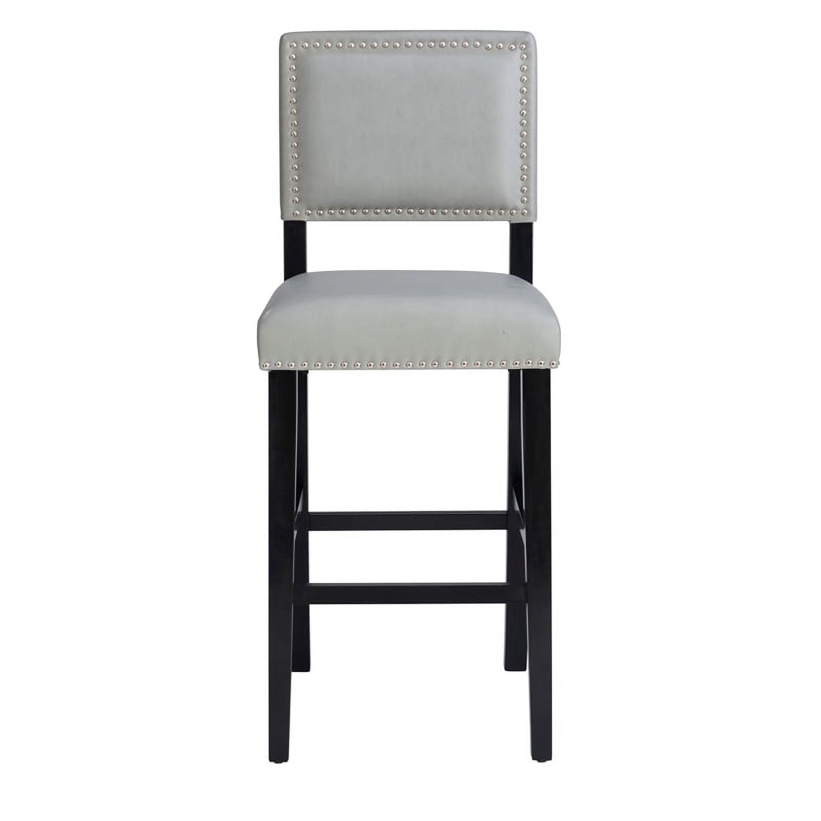 30" Faux Leather & Wood Bar Stool in Dove Gray/Black P31552