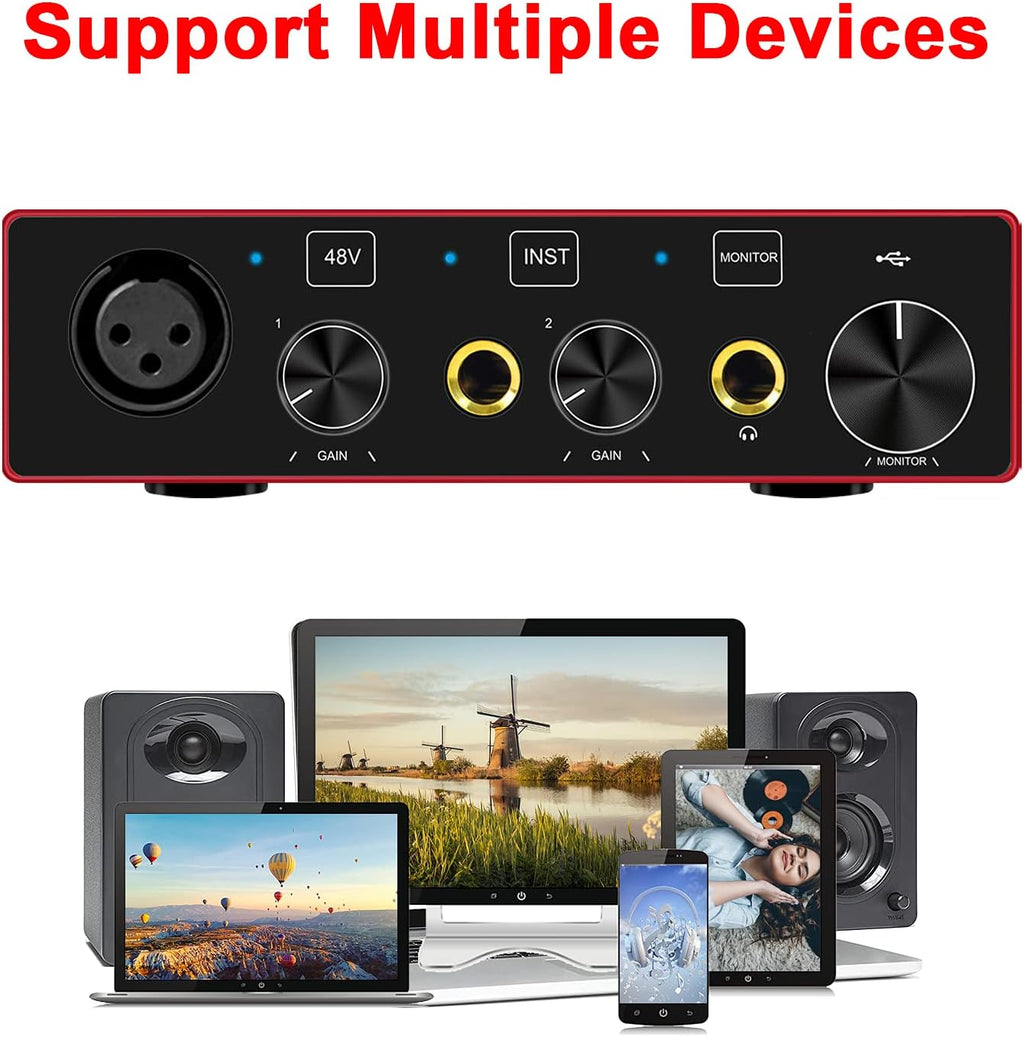 USB Audio Interface with Mic Preamplifier and 48V Phantom Power J7067