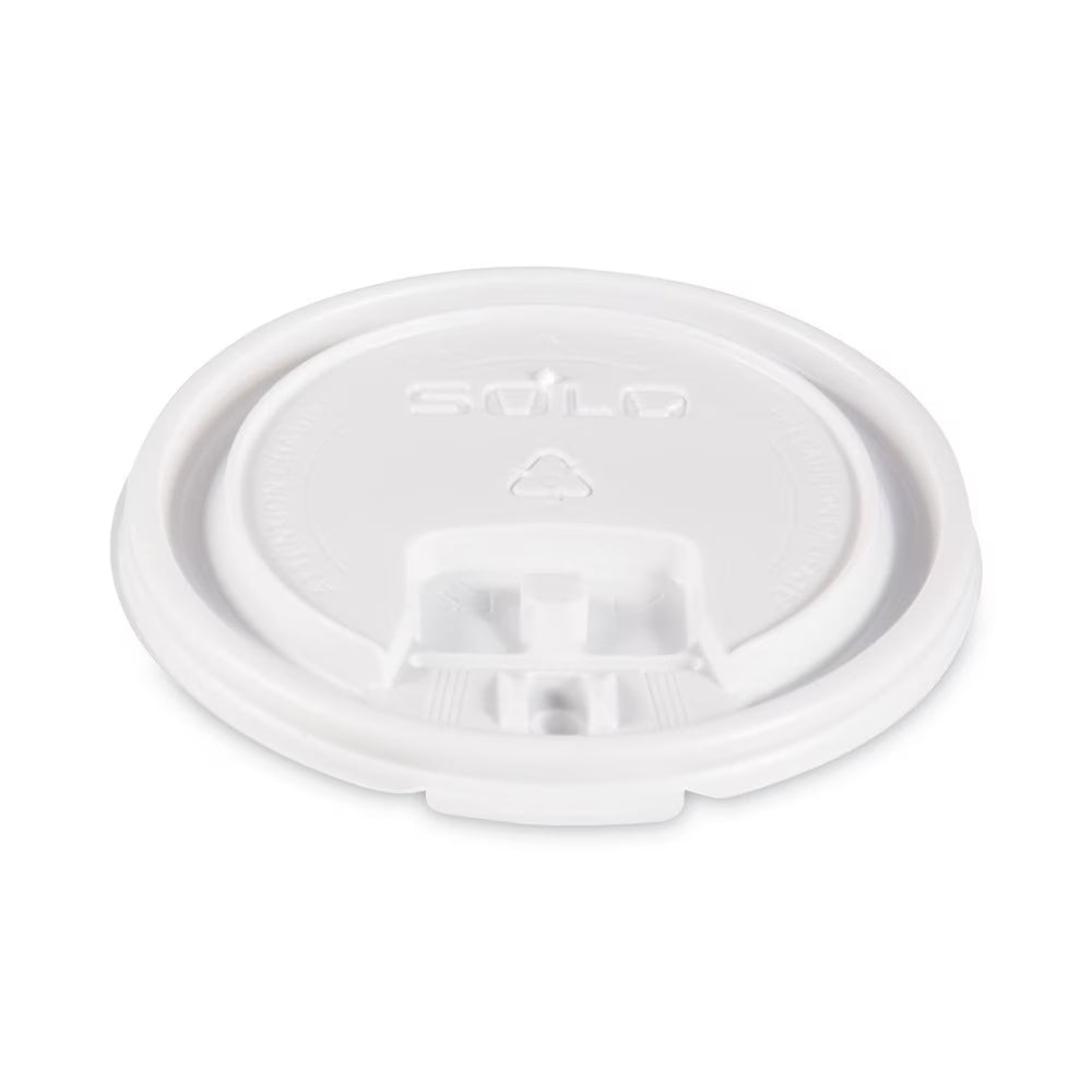 White Lift Back and Lock Tab Lids for 10 oz. Cups (100/Sleeve, 10 Sleeves/Carton) E8619