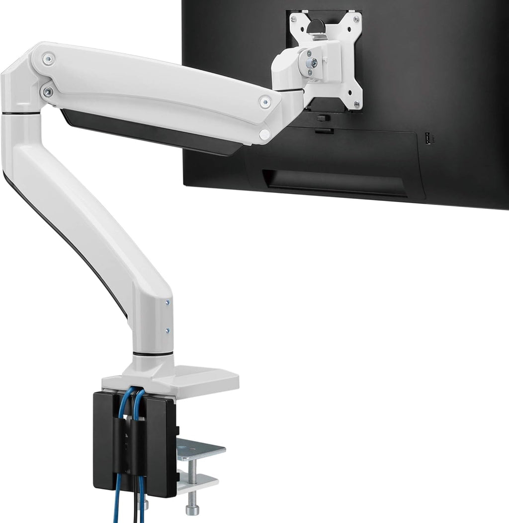 Single 13-43 Monitor Arm Desk Mount, Black, Full Motion Adjustable E988691