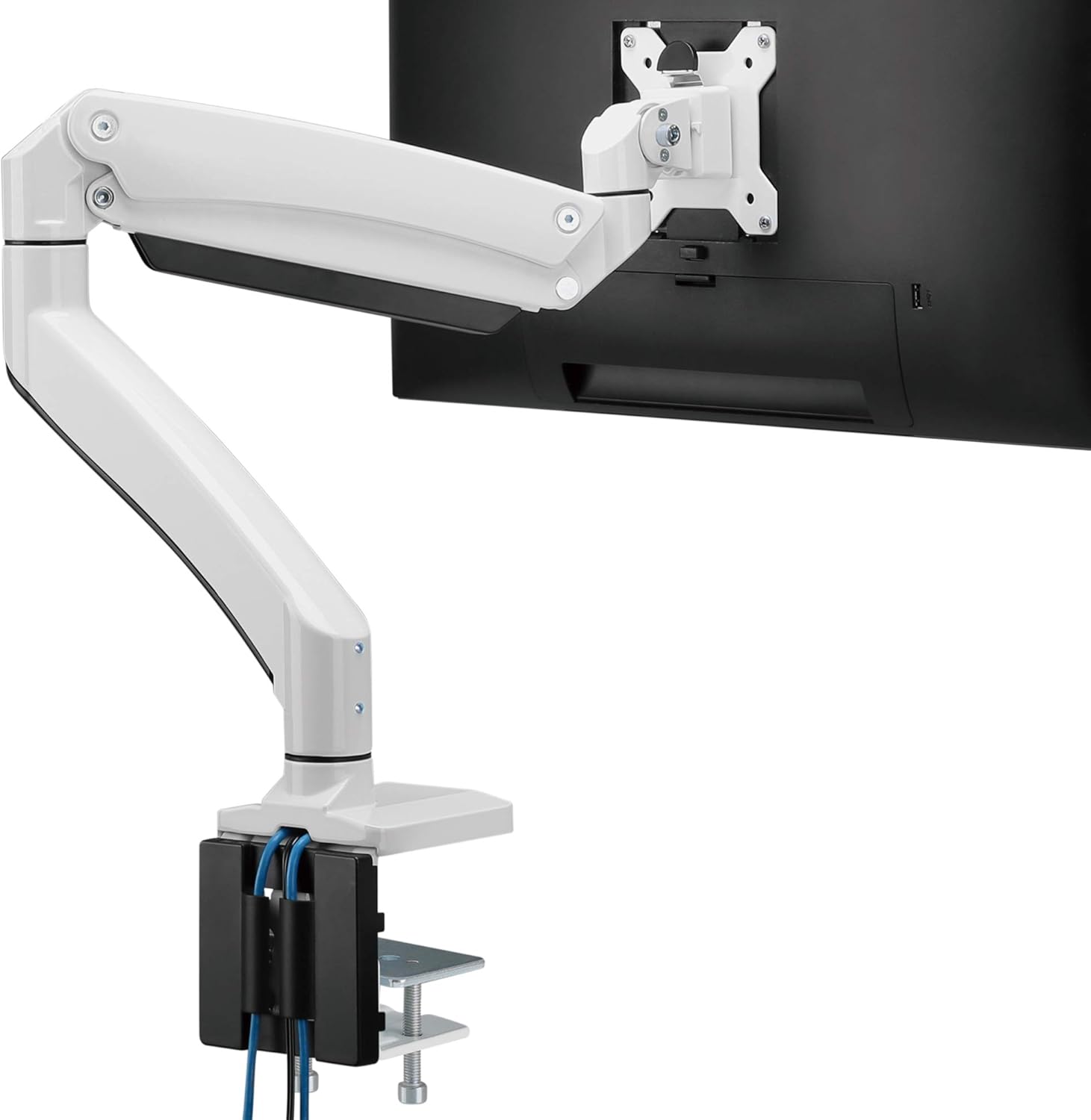 Single 13-43 Monitor Arm Desk Mount, Black, Full Motion Adjustable E988691