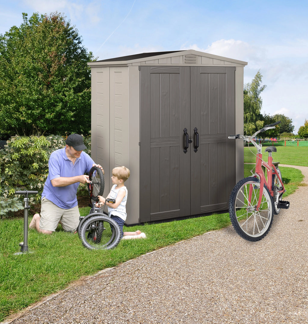 Beige and Taupe Outdoor Resin Shed L3366