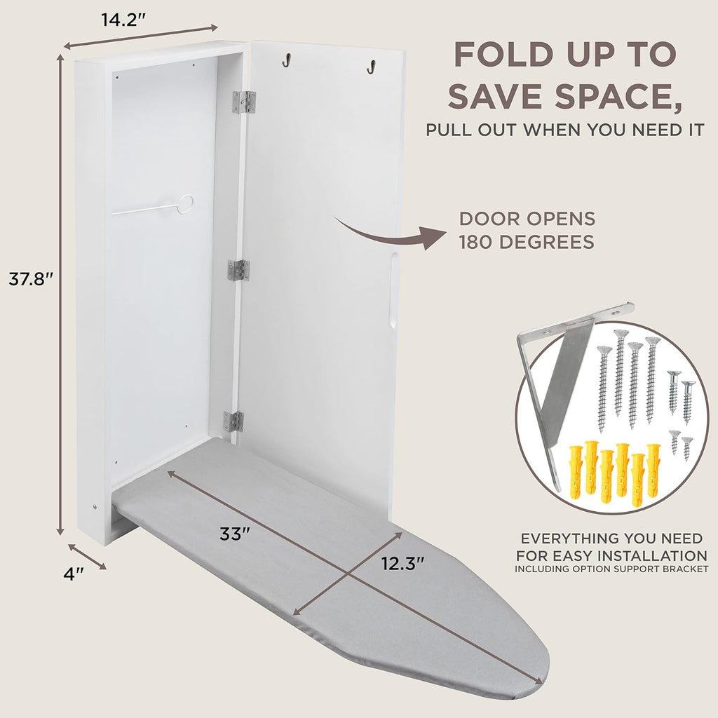 White Wall Mounted Ironing Board Cabinet R626913