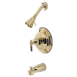 Polished Brass Tub and Shower Faucet with Lever Handles W628