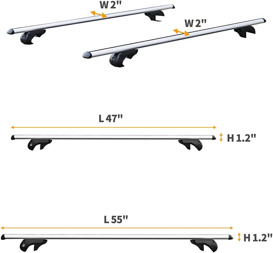 Universal Roof Top Cargo Cross Bars 1Pair (47" Cross Bar) J67544