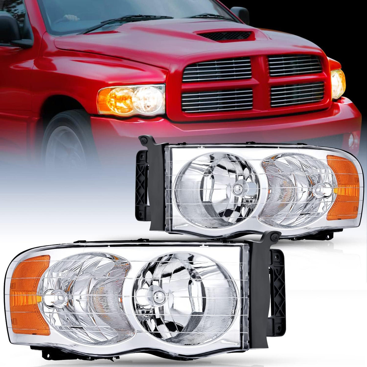 Black Housing Clear Corner Headlight Assembly 2 Pack V239680