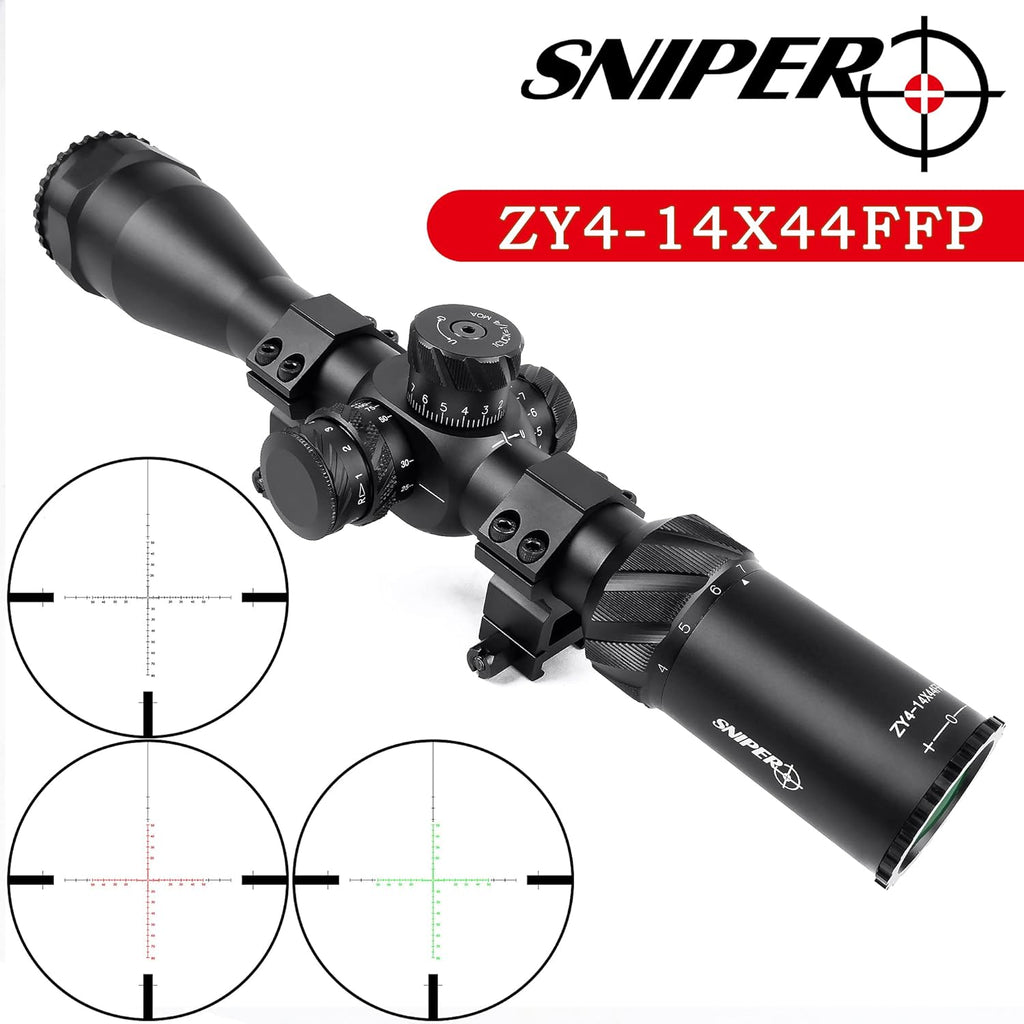 4-14x44 FFP Rifle Scope 30mm Tube with Red/Green Illuminated MOA Reticle S2589