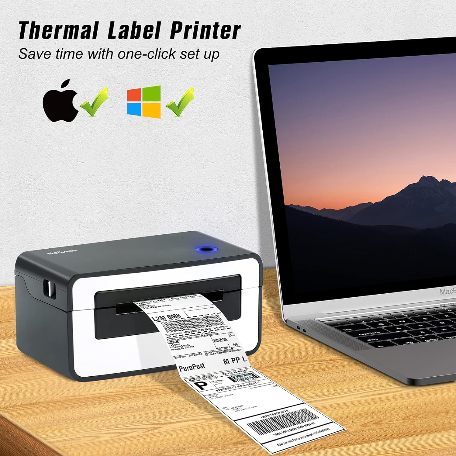 Bluetooth Thermal Label Printer 4x6, Portable Wireless Shipping Label Printer V17779