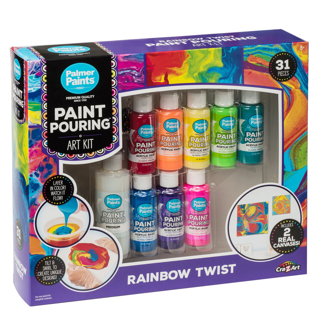 Rainbow Twist Acrylic Paint Pouring Art Activity Kit E12203