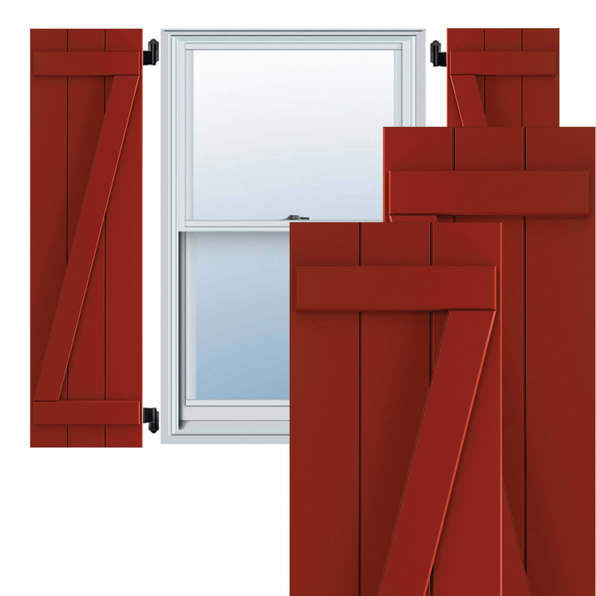 Fire Red PVC Board and Batten Shutters T16800