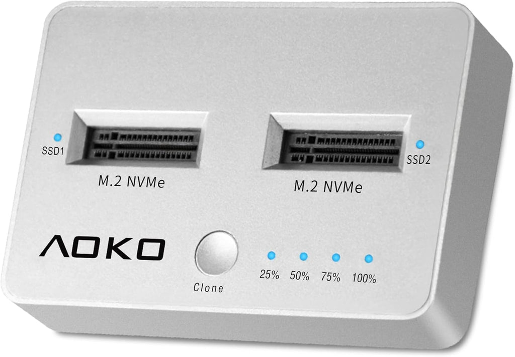 NVMe Dual-Bay Docking Station Clone Duplicator, USB C 3.2 Vertical External M.2 NVMe SSD Enclosure M32196