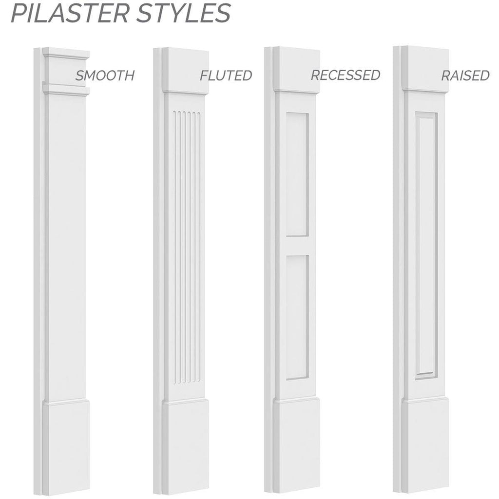 Two Equal Raised Panel PVC Pilaster with Standard Capital and Base (Pair) U86784