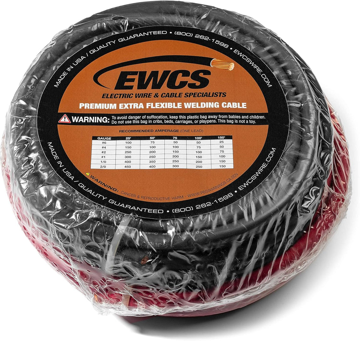 6 Gauge Extra Flexible Welding Cable 600 Volt Combo Pack Black Red 25 Feet E582