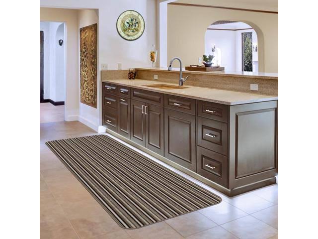 Mocha Brown Stripe Skid-Resistant Carpet Runner 8 ft. x 36 in. E950