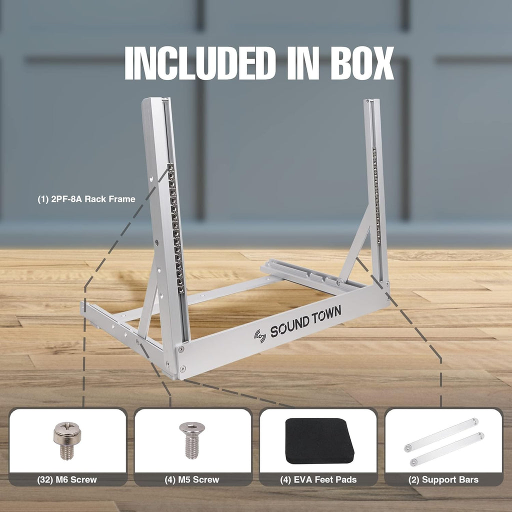 8U Aluminum 2-Post Desktop Open-Frame Rack X648592