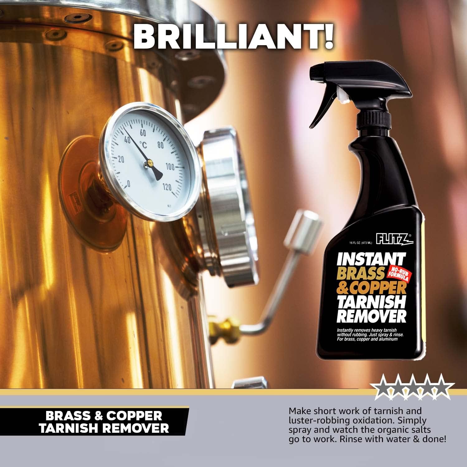 Brass and Copper Tarnish Remover, 16 oz Spray Pack of 2 Z69215