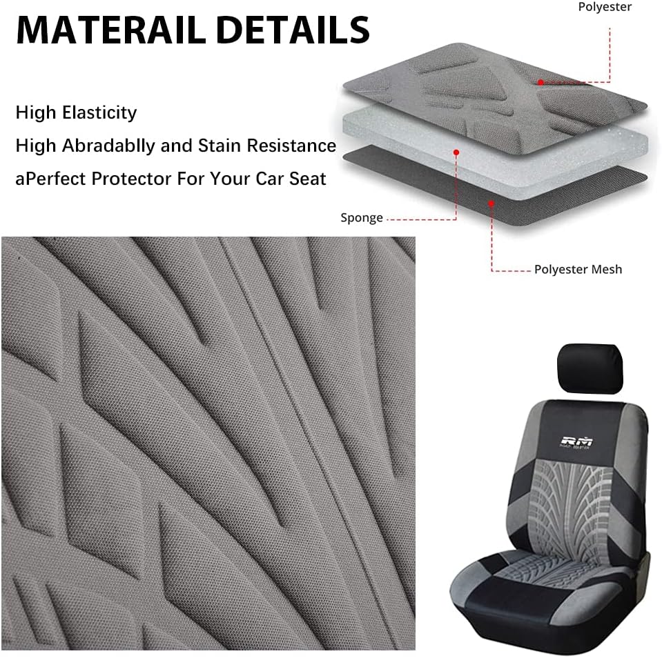 Gray 9pcs Car Seat Covers Full Set R591974