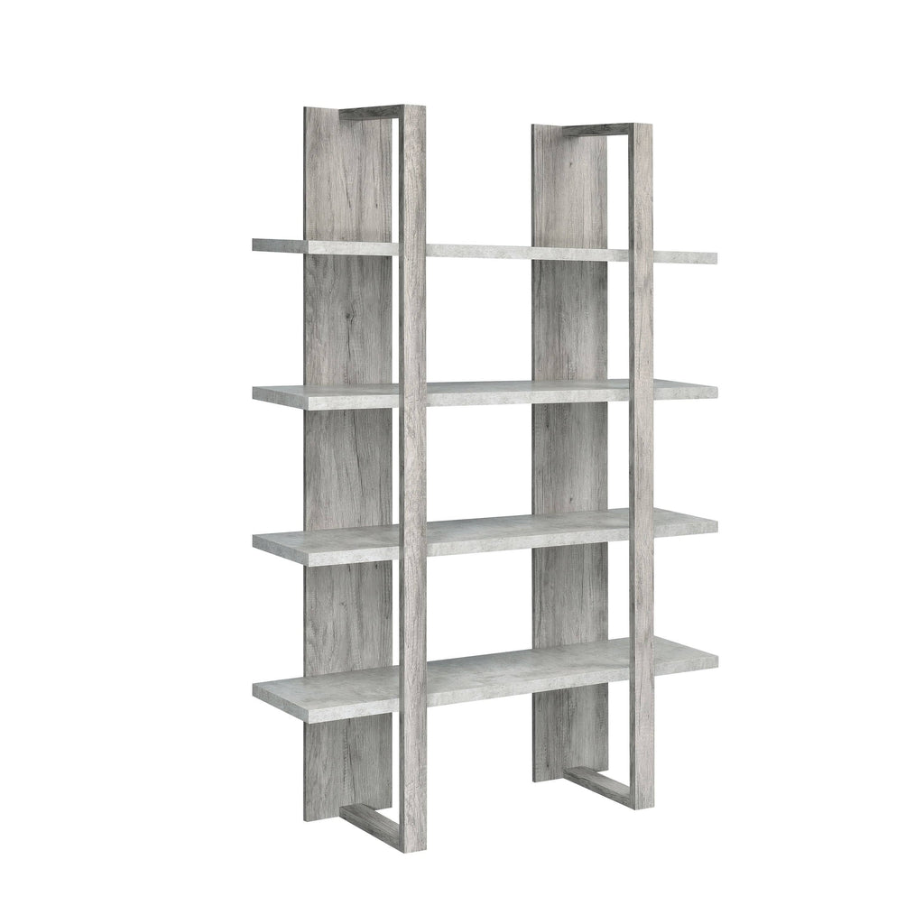 4-Shelf Two-Tone Bookcase Grey Driftwood Cement K336