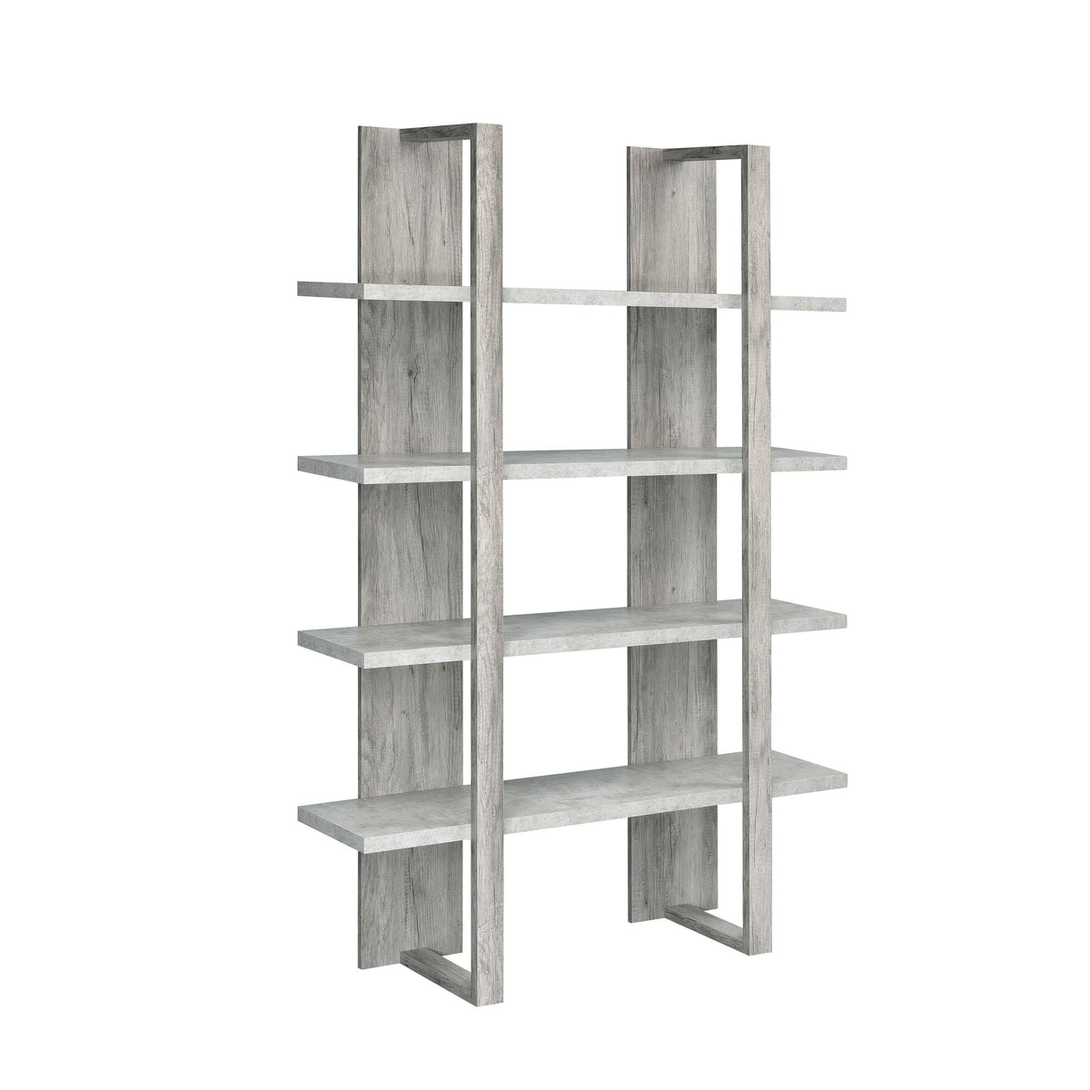 4-Shelf Two-Tone Bookcase Grey Driftwood Cement K336