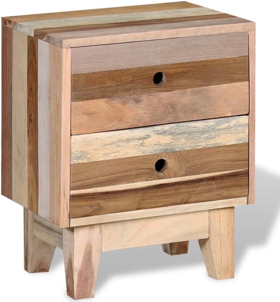 Solid Reclaimed Wood Bedside Cabinet Nightstand Chest I4317