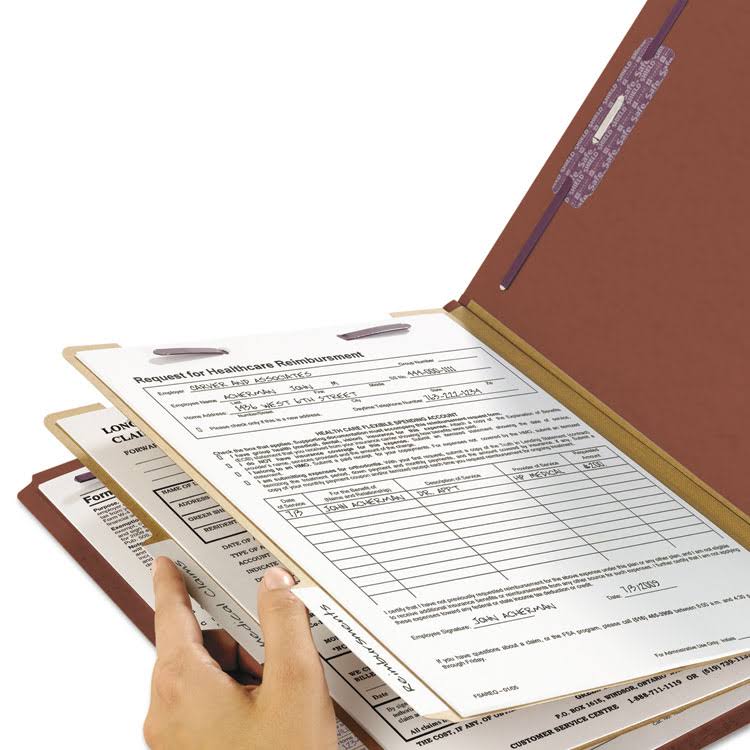 Red Letter Size Classification Folders with Fasteners, 10/Box C1270