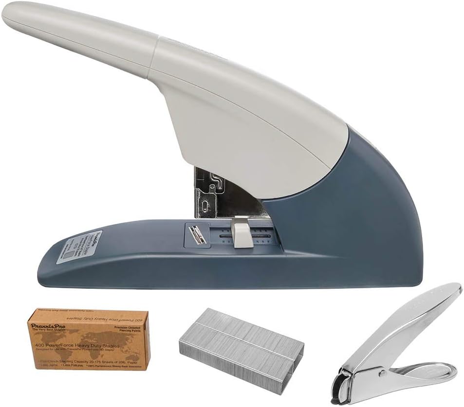 Heavy Duty Flat Clinch Stapler, 20 to 175 Sheets, 3/4" Leg-Length Staple, Includes 400 Staples and Staple Remover, Pack of 2 F194